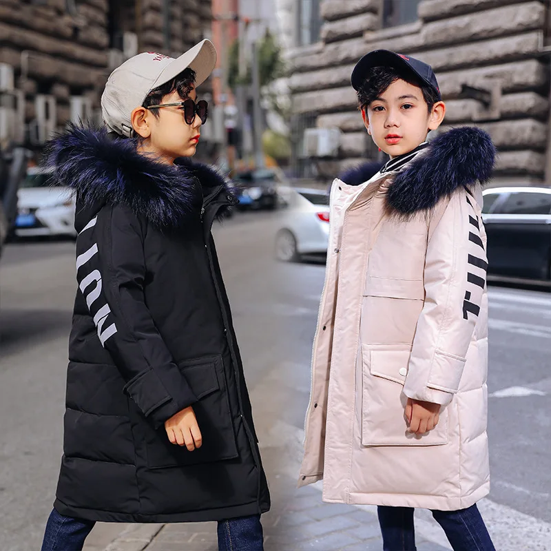 

OLEKID 2019 Russian Winter Down Jacket For Boys Hooded Warm Fur Collar Boys Outerwear Coat 7-14 Years Teenage Parka Kid Snowsuit