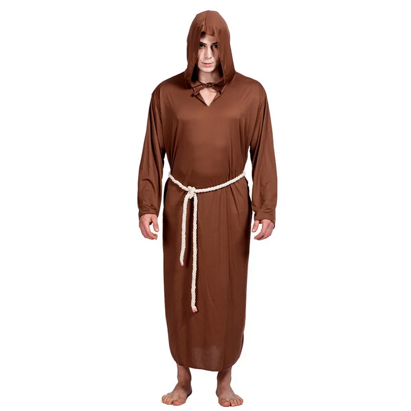OEAK Men's monk costume Halloween costume COS props performance clothing Male Little Devil Style Long Sleeve Robe