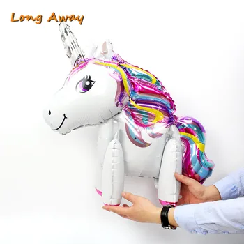

10pcs/lot 3D cute rainbow unicorn foil balloons cartoon animal balloon baby shower birthday Decor unicorn party horse globos