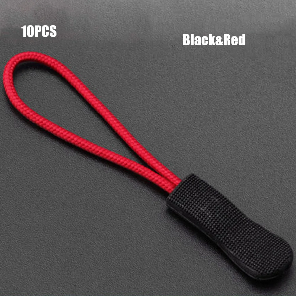 Black Red 10 шт. аксессуары для сумок, Съемник на молнии, подходит для веревочной бирки, фиксатор на молнии, сменный зажим, сломанная Пряжка, дорожная сумка, чемодан, палатка - Цвет: Black Red