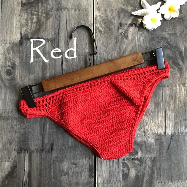 2022 Hot Women Sexy Crochet Bikini Bottom Boho Thong Swimwear Handmade Swimsuit Knitting Shorts Bikini Underpants cute swimsuits Bikini Sets