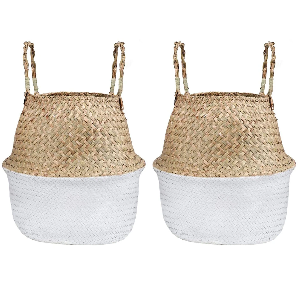 

Laundry Basket Seagrass Baskets With Handles Woven Foldable Storage Pot Plant Organizer For Laundry Picnic Living Room Bedroom
