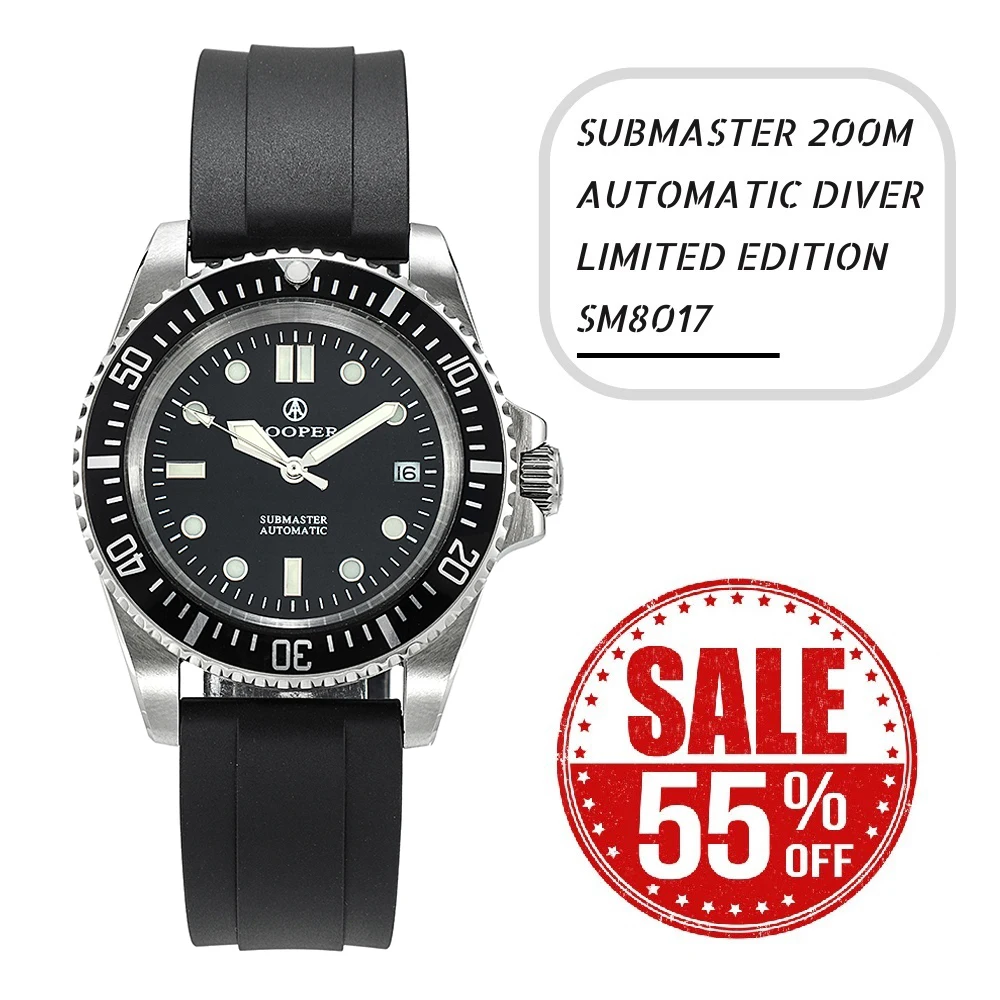 43mm Miyota 8215 Factory Direct Cooper Submaster MWC Men\'s Mechanical Vintage Retro Water Ghost Luxury Watch Luminous  Diving