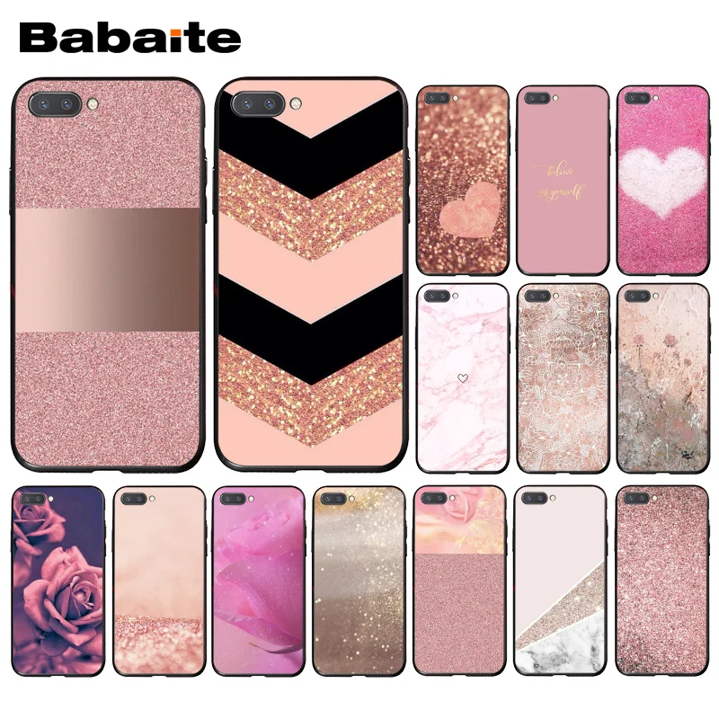 

Babaite Love Heart Gold Rose Marble Stripes Phone Case for Huawei Honor 8X 9 10 20 Lite Honor 7A 7C Honor10i View20