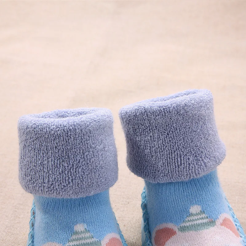 FOCUSNORM 4 Colors Newborn Baby Girls Boys Anti-Slip Socks Crib Shoes Cartoon Animal Print Knit Soft Sole Slippers