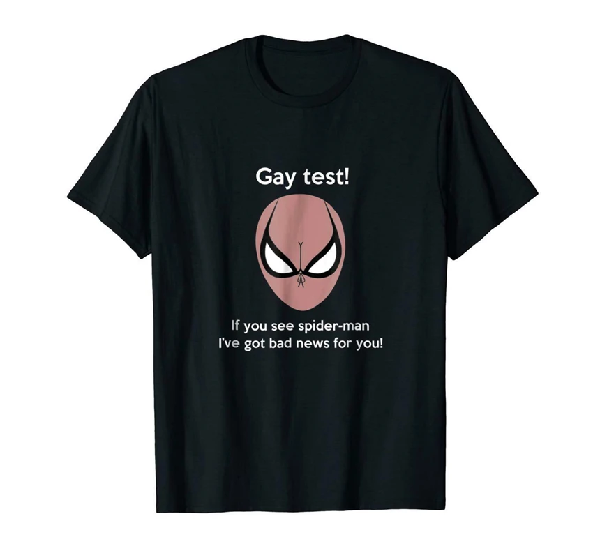 Gay Test If You See Spiderman I'Ve Got Bad News For Funny Black T-Shirt Popular Tee Shirt | Мужская одежда