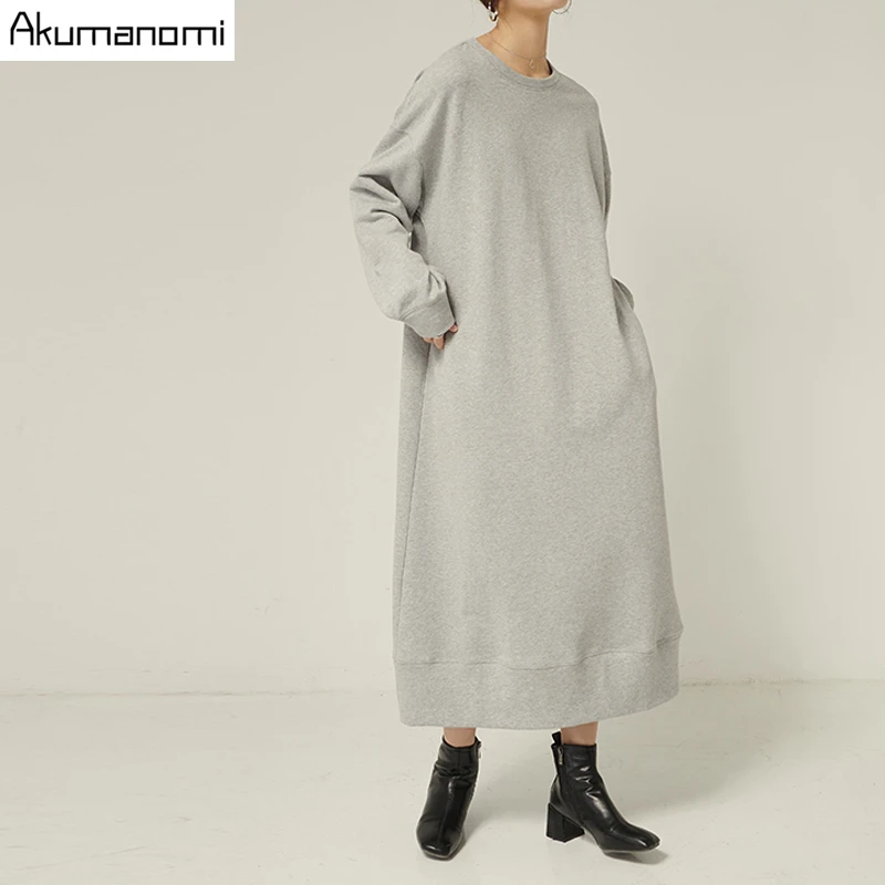 Осенне весеннее платье макси для женщин 2020 xxxl 4xl 5xl 6xl 7xl серое повседневное
