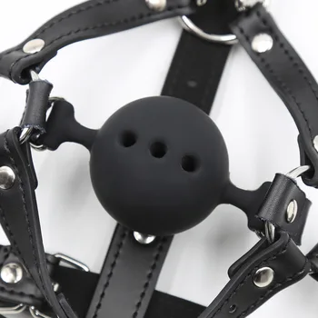 Bdsm Bondage Harness Strap Head Belts with Silicone Hollow Mouth Gag Ball and Nose Hook for Fetish Slave Role Play Sex Toys 2