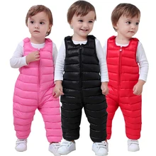Детский Пуховый комбинезон; хлопковый комбинезон; плотные теплые зимние штаны для малышей; Штаны для мальчиков; водонепроницаемые детские штаны; комбинезоны для малышей