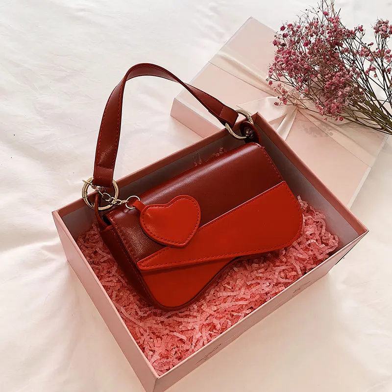

Fashion Love Messenger Bags for Women Valentine's Day Present Colorful Pu Leather Shoulder Bags Ladies Cute Teenage Girl Flap