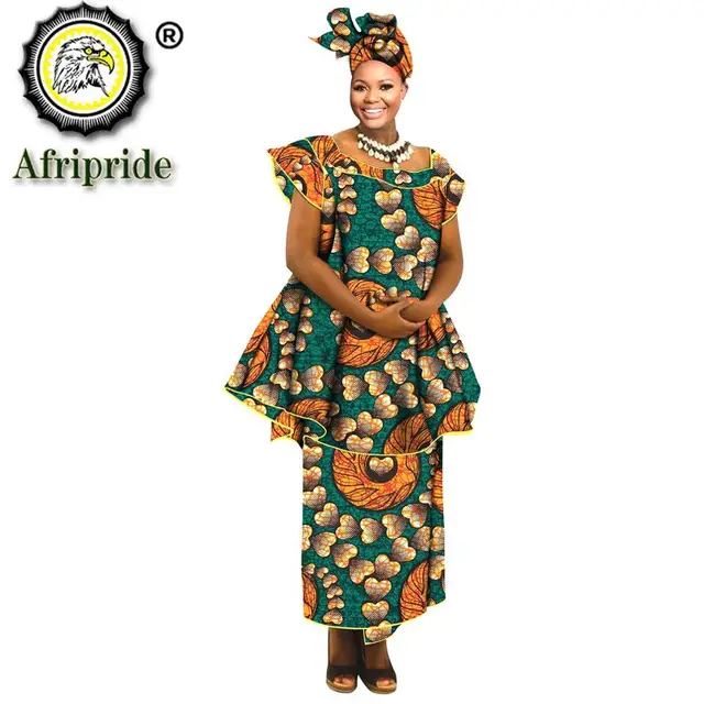 African Clothes for Women Crop Top Midi Skirt Match Print Headwraps Set Dashiki Outfits Plus Size Outwear Ankara Attire S2026015 693-15