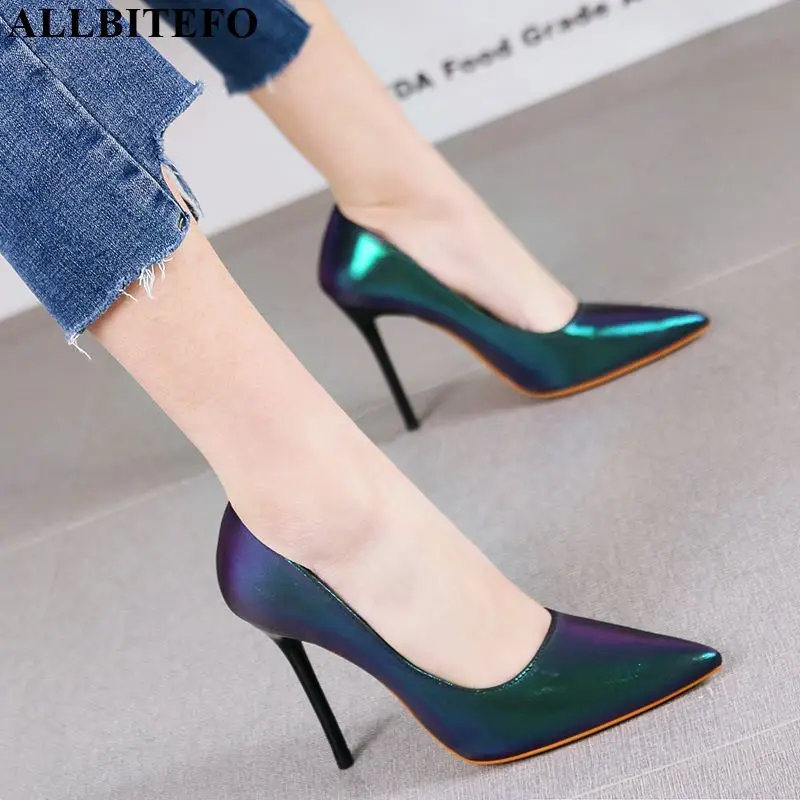 

ALLBITEFO fashion leather party girls high heels women wedding shoes high heel shoes high quality sexy ladies women heels