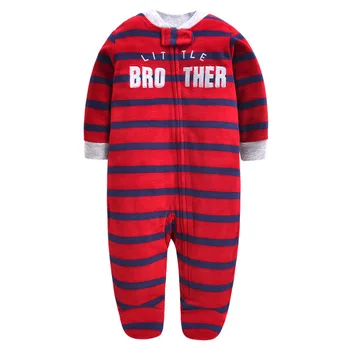 

newborn clothes Polar fleece fabric baby boy rompers spring and autumn baby rompers blue striped bear pattern infant clothing