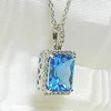 Huitan Luxury AAA Cubic Zirconia Necklaces with Sky Blue Stone Simple Stylish O Chain Pendant Necklace Trendy Jewelry for Women