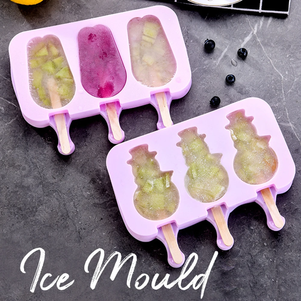 

Silicone Popsicle Mold Ice Pop Mold Tray Holder with Lid Durable Cake Ice Cream Popsicle Maker with Wooden Stick
