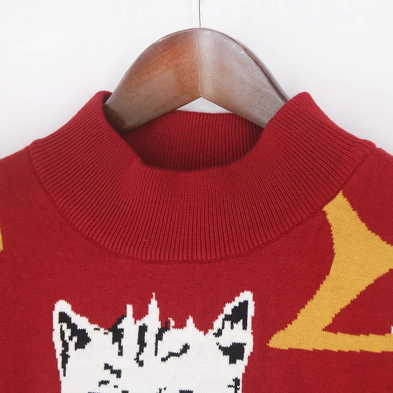 MERRY PRETTY для женщин мультфильм кошка вышивка вязаные свитера и пуловеры зима толстые девушки вязать Jumpe свитер Харадзюку жаккард