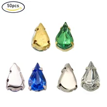 

50PCS Teardrop Shape Sew on Acrylic Rhinestone Montee Beads 10x6mm for fashion jewelry