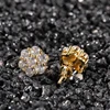 Hip Hop Claw Setting CZ Stone Bling Ice Out Plum Blossom Flower Stud Earring for Women Men Unisex Rapper Jewelry 6