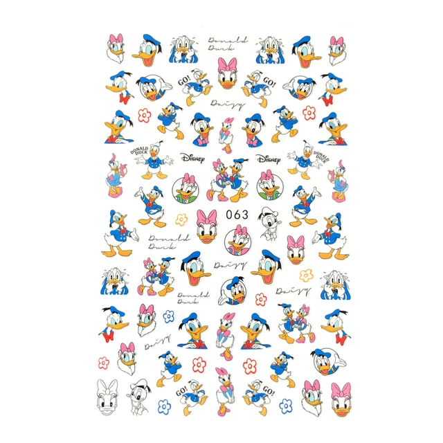 1PCS Disney Cartoon Anime Collection Star Design Nail Sticker Mickey Mouse Donald Duck Lion King Mermaid Stitch Nail Slider EB063