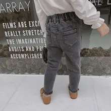 Г. Осенние новые стильные модные повседневные детские брюки для девочек в Корейском стиле ковбойские брюки в пасторальном стиле для детей со средней талией