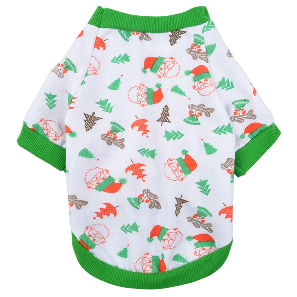 Новая футболка для собак, футболка для домашних животных, осенняя Удобная дышащая одежда с рождественским рисунком, одежда для кошек и собак, жилет на бретельках, pechera para perro#20 - Цвет: Зеленый