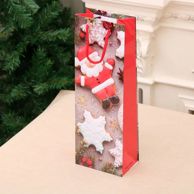 12pcs Christmas Paper Wine Bottle Gift Bags Reusable Present Packaging Pouch New R7RC