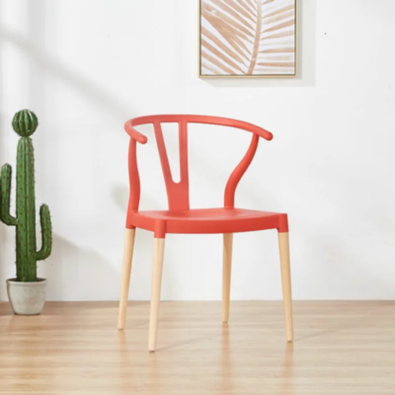 

Nordic Creative Designer Chair New Chinese Backrest Negotiation Chair Ring Chair Bullhorn Chair Solid Wood Restaurant Chair red