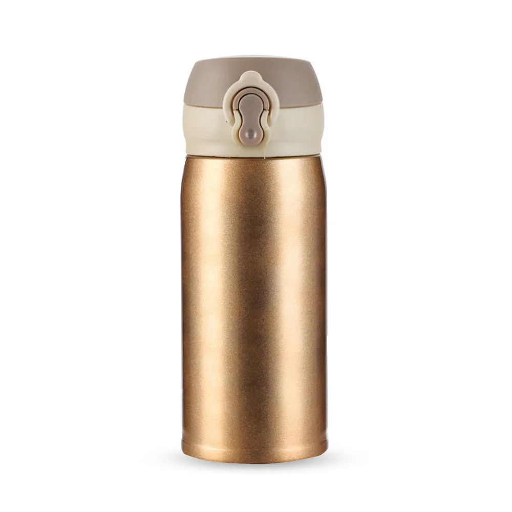 Vacuum Thermos Cup Insulation Cup Bounce Cover Fashion Stainless Steel Bottle 350 Ml Business Trip Heat Preservation Creative - Цвет: Gold