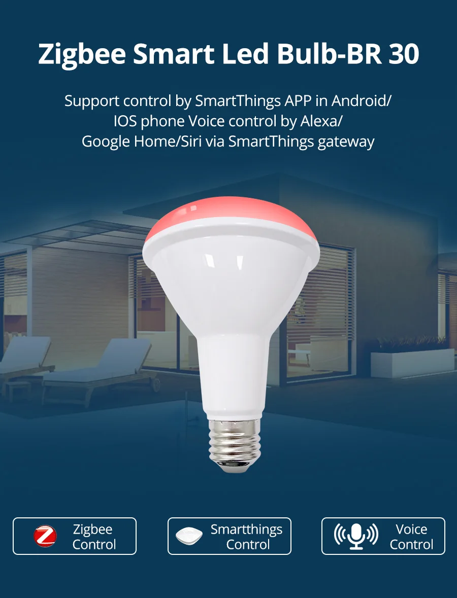 Benexmart BR30 LED Light Bulb Zigbee Smart RGBCW 10W Dimmable E27 Led Lamp Works