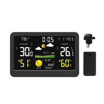 

Multifunctional Wireless Color Sn Weather Clock Indoor and Outdoor Hygrometer Clock Weather Forecast Clock US PLUG