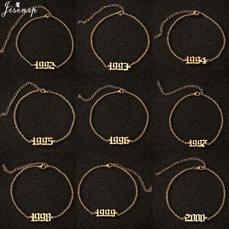 Jisensp Stainless Steel Number Anklet Unique Design Birthday Year Anklet Leg Bracelet Fashion Jewelry for Women Best Friend Gift Jisensp Stainless Steel Number Anklet Unique Design Birthday Year Anklet Leg Bracelet Fashion Jewelry for Women Best Friend Gift