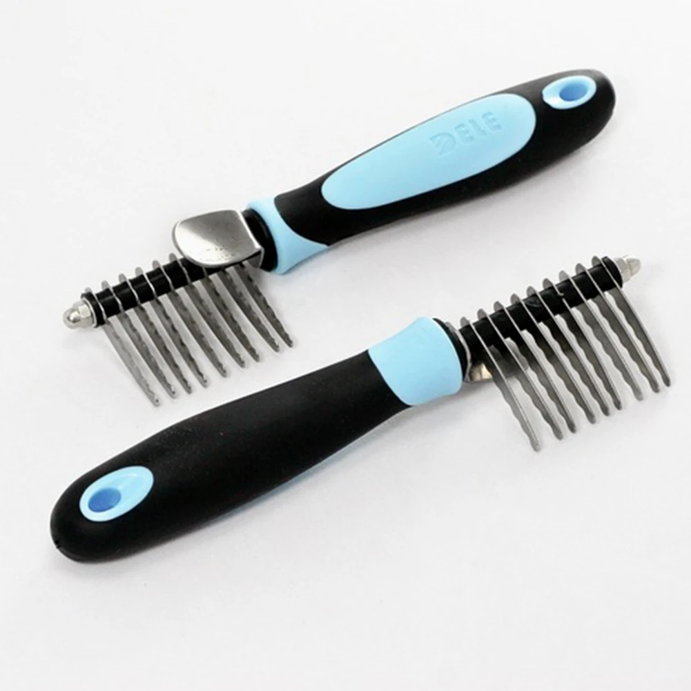 

Tangles and Matted Hair Cutter Rake Remover Comb Grooming Tool Detangler Brush Shedding Trimmer For Dog Cat Pet Safe Edges