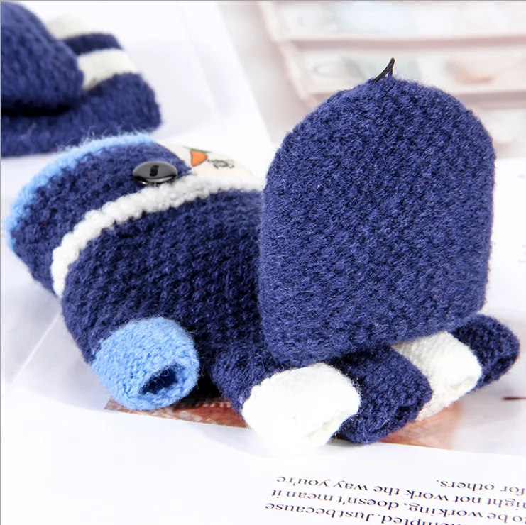 Утепленные детские перчатки из кораллового флиса для детей 3-6 лет, зимние теплые детские плюшевые меховые перчатки с длинными пальцами, мягкие перчатки