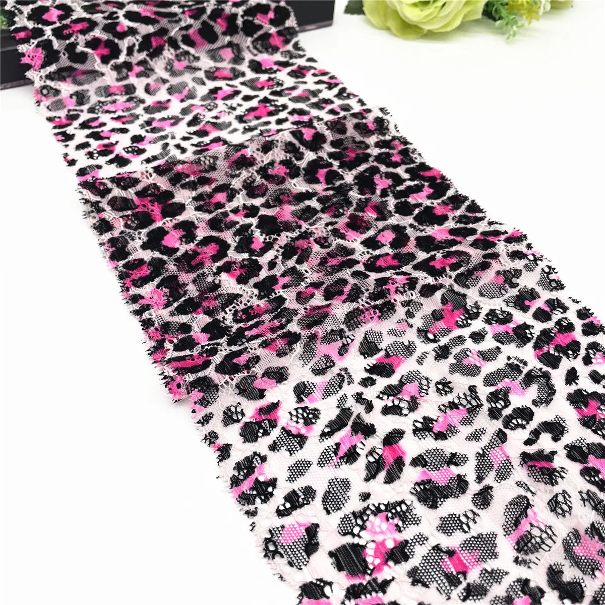 3y/lot Width 7 inch /18cm Purple Leopard Pink Elasic Stretch Lace Trim For Lingerie Sewing Craft DIY Apparel Fabric Lace Garment 6