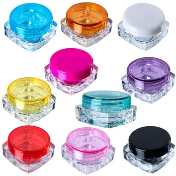 

H&D Set of 10 Empty Refillable Sample Jar Pot Vials Container For Makeup Cosmetic Face Cream Pigment Nail Art Creative Gift 3ml