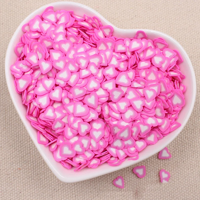 rose red 50 г Горячие Fimo полимерные кусочки сердца, мягкая глина, разбрызгивает слизи, сделай сам, украшения для ногтей, маленькие милые частицы грязи klei 6 мм - Цвет: rose red