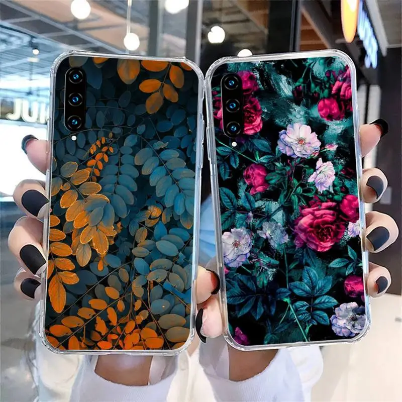Чехол-накладка для Honor 7A Pro 7C 10i 8A 8X 8S 8 9 10 20 Lite прозрачный с изображением цветов и