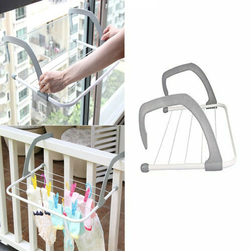 Folding Drying Rack Outdoor Portable Clothes Hanger Balcony Laundry Dryer Airer