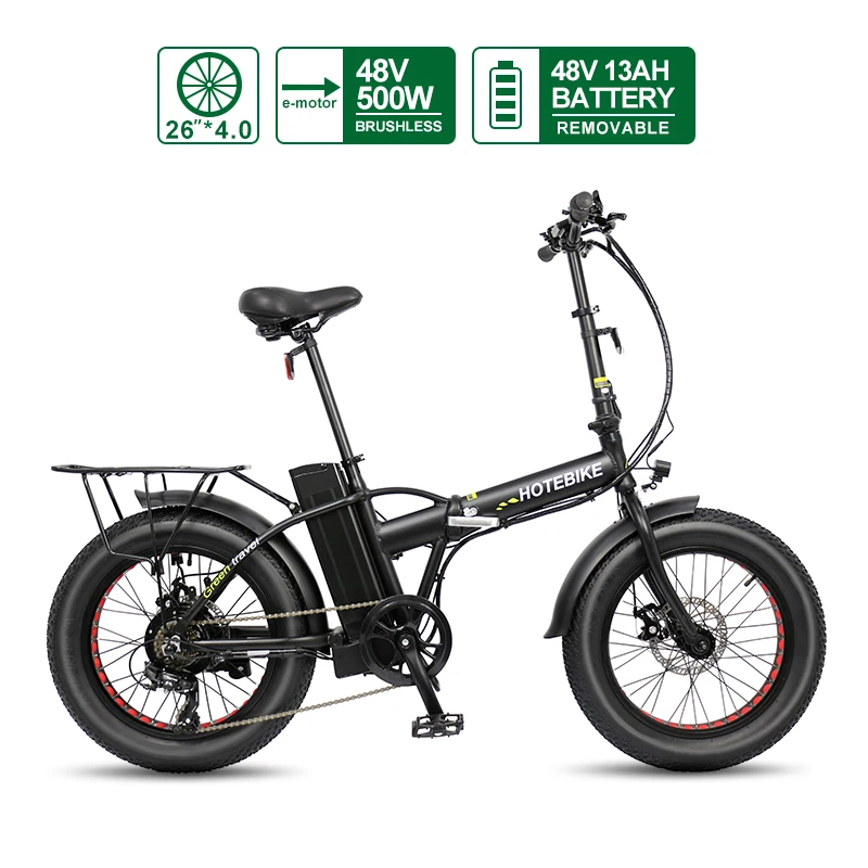 HOTEBIKE Электрический фэтбайк складной электрический велосипед 7 скоростей 48 в 500 Вт