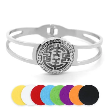 

BOFEE Crystal Aromatherapy Bracelet Essential Oil Diffuser Aroma Locket Hollow Perfume Bangle Stainless Steel Jewelry Gift 25mm
