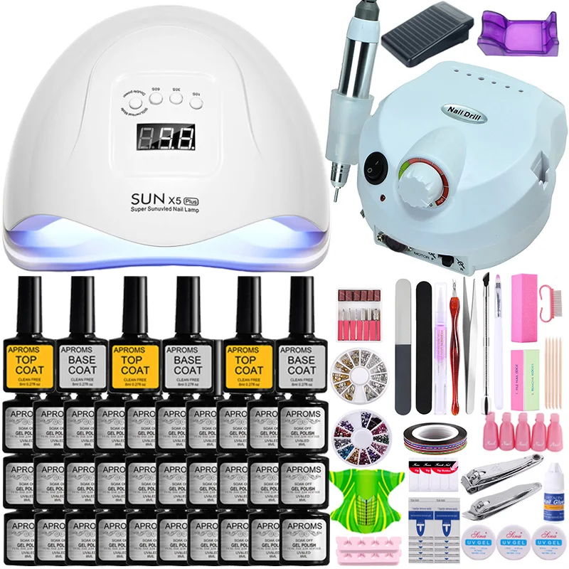 

Manicure Set Nail Kit 40/30/20/10 Soak Off Nail Gel Polish Nail Set 35000RPM Electric Nail Drill Machine UV LED Nail Lamp Dryer