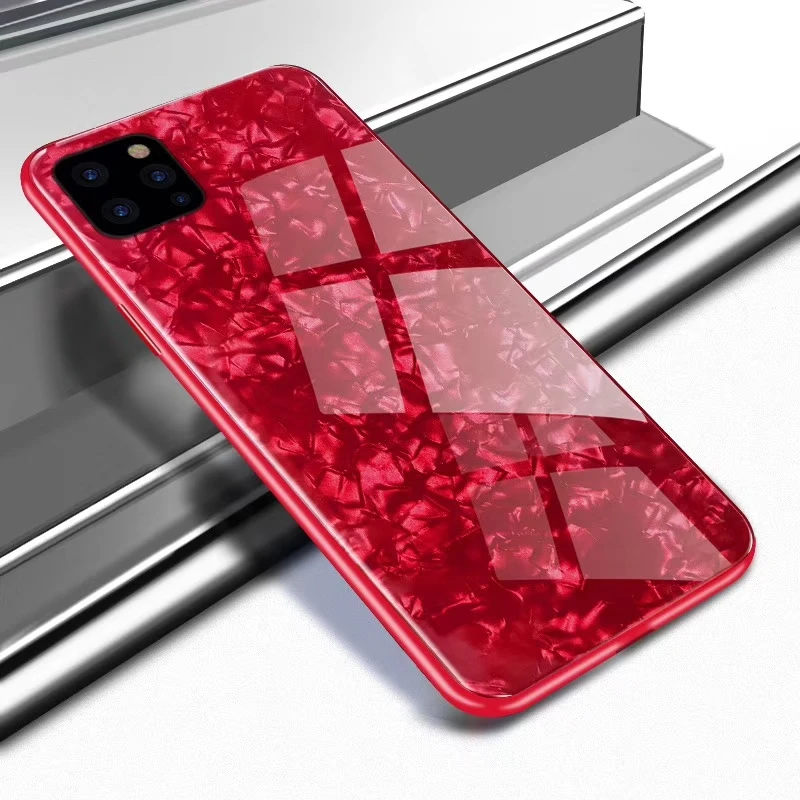 red Для Apple iphone 11 чехол Роскошная оболочка жесткий Закаленное стекло Защитная задняя крышка для iphone 11 Pro Max iphone 11 11pro - Цвет: red