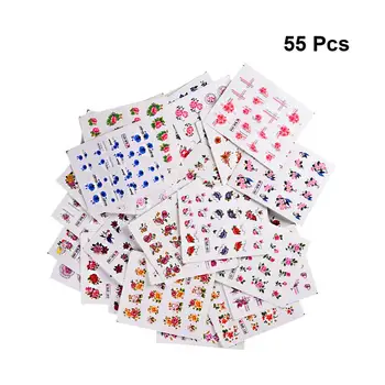 

55 Sheets Nail Flower Stickers Grass Various Decorative Nail Decals for Girls Ladies