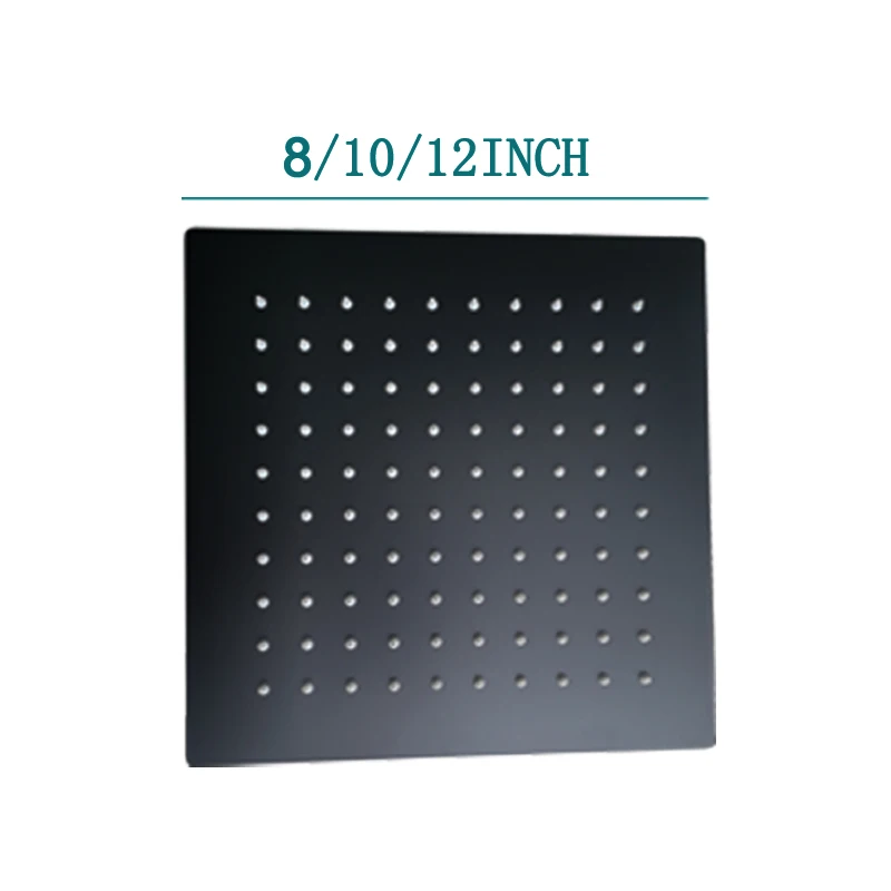 Bathroom Overhead Wall Ceiling Mounted Shower Arm Top Head Ultra Thin Matt Black Rainfall Sprinkler Spar Big Square Round Oval Shower Head