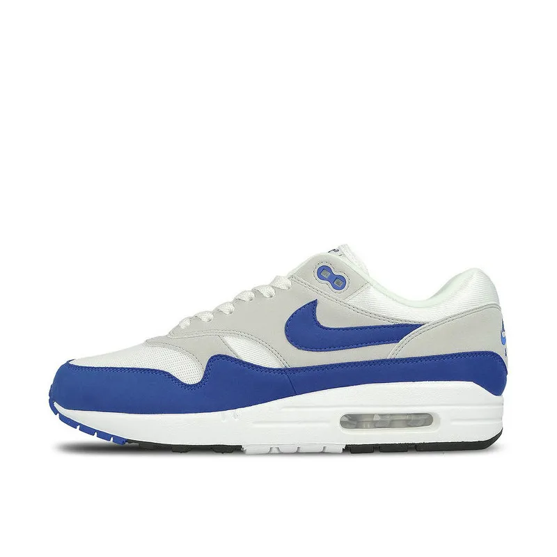 White blue Гарантированный Новое поступление Аутентичные Nike AIR MAX 1 годовщины, Мужская обувь для пробежки, хорошее качество кроссовки для улицы - Цвет: White blue