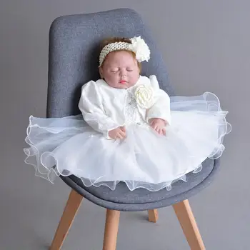 

3Pcs Set Newborn Baby Girls Christening Dresses Infant Toddler Baptism Gown Children Wedding Party Frocks Birthday 1 Year Outfit