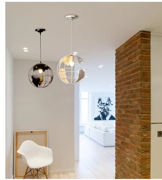 

Pendant Lamp Light Shade Globe Earth Iron for Kitchen Island Dining Room Restaurant Black / White Decoration 220V E27 LED Bulbs