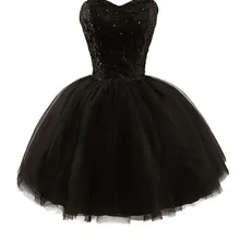 Новое поступление недорогие трапециевидные кружевные тюлевые черные платья для выпускного вечера короткие платья для выпускного вечера маленькое черное платье