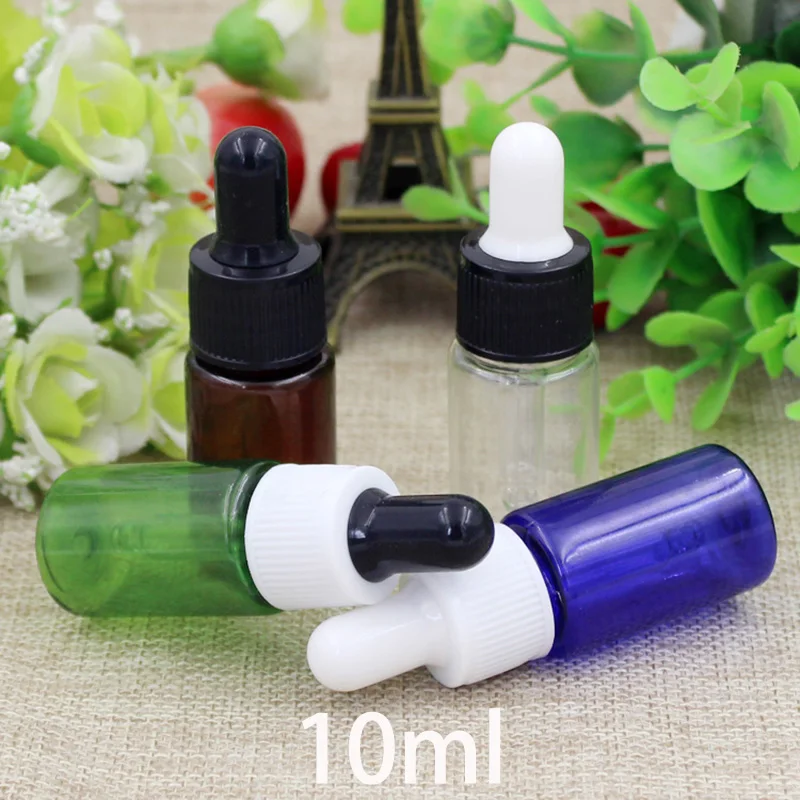 

Free Shipping 10ml Plastic Dropper Bottle Refillable Small Essential Oil Container Empty Mixing Cosmetic Perfume Package Bottles