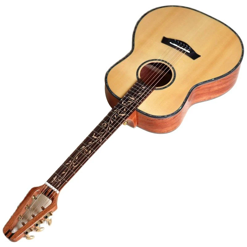 36 Inch Full Solid Wood Acoustic Guitar with Classical Guitar Head